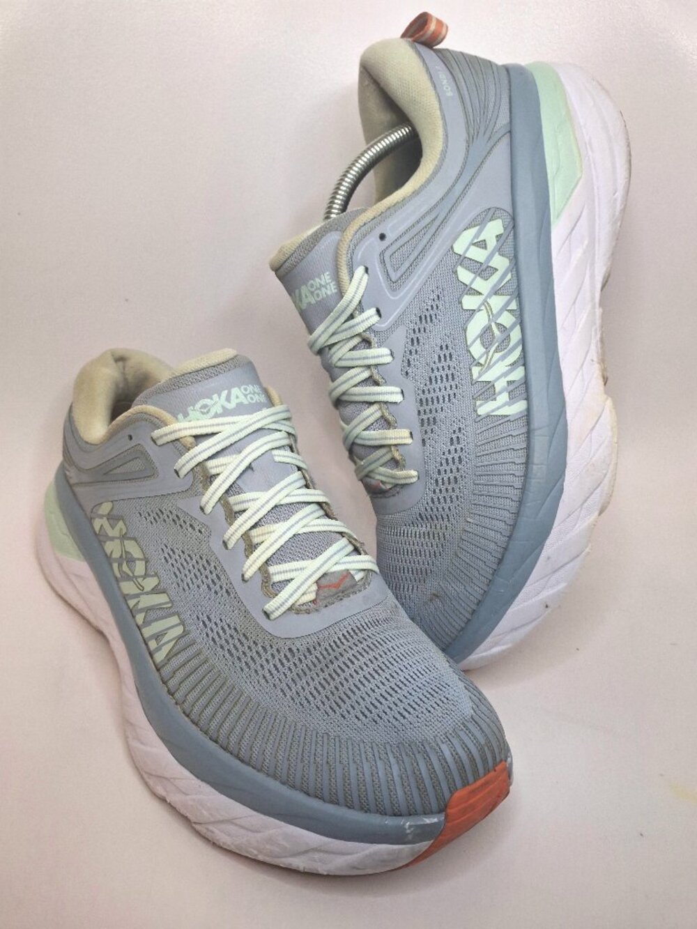 Hoka One One Bondi 7 Womens Athletic Sneakers Blue Fog Comfort Running Size 10